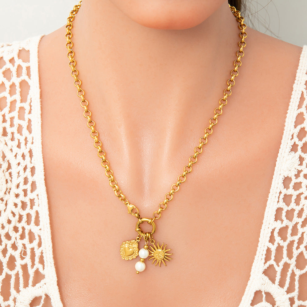 Wholesale INS style handmade pearl heart pendant
